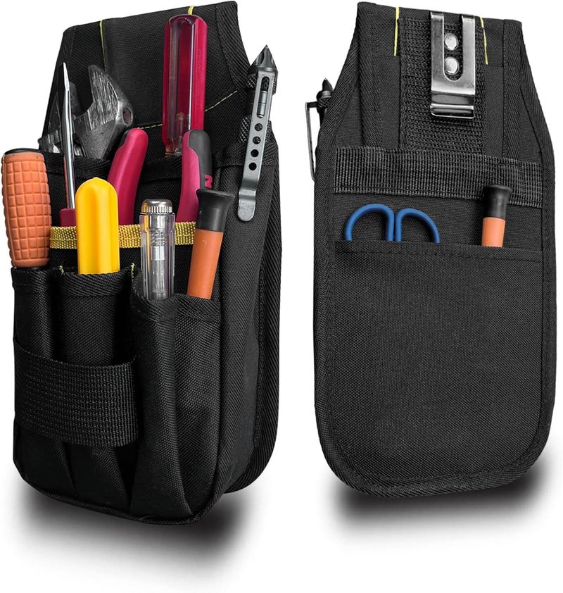 FAUDRECRO Small Tool Pouch with Belt Clip, Tool Pouch Holder,Multi Pocket Holster Organizer for Electrician Construction Maintenance,Durable Lightweight - Image 1